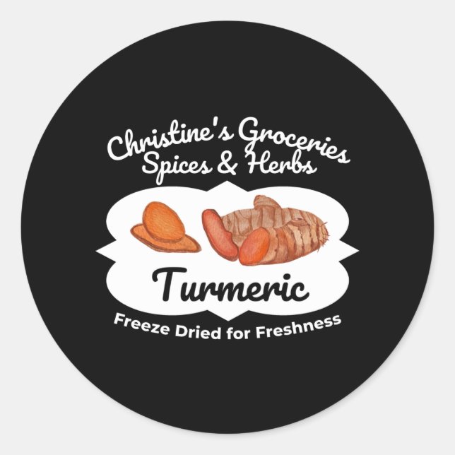 Turmeric spice jar. classic round sticker (Front)