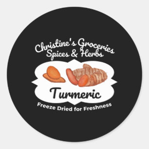 Turmeric spice jar. classic round sticker
