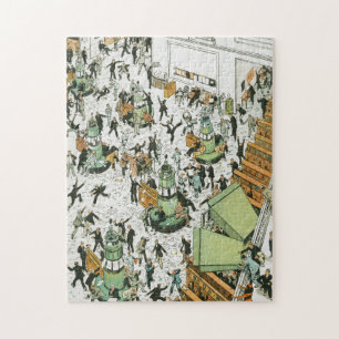 Turmoil at the NY Stock Exchange, by Tony Sarg Jigsaw Puzzle