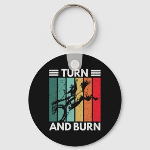 Turn And Burn Rodeo Cowboy Horseback Riding Equest Key Ring