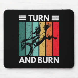 Turn And Burn Rodeo Cowboy Horseback Riding Equest Mouse Mat