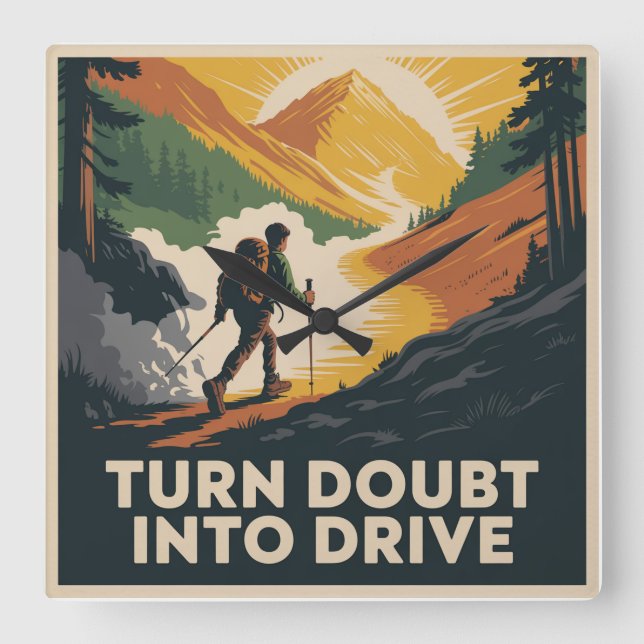 Turn Doubt Into Drive Square Wall Clock (Front)