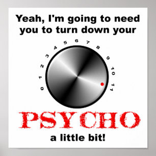 Turn Down the Psycho Funny Poster