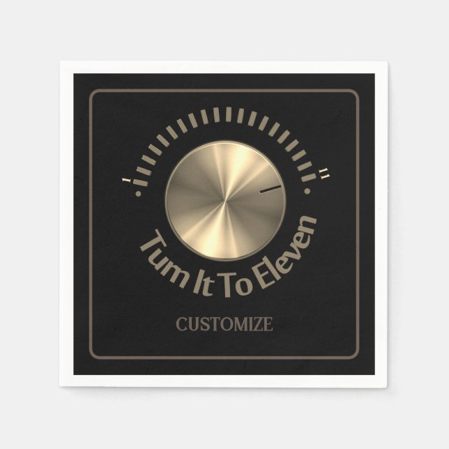 Turn It To Eleven Black And Gold Napkin (Front)