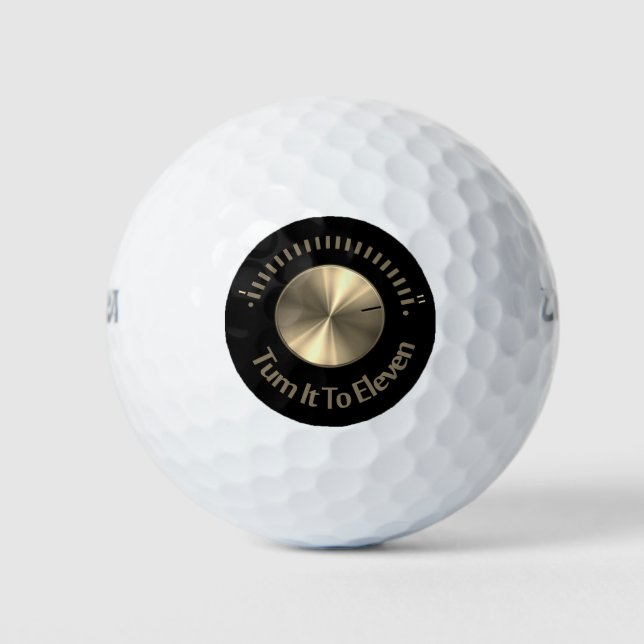 Turn It To Eleven Gold Golf Balls (Front)