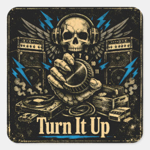 Turn It Up – Volume Anthem Music Energy Square Sticker