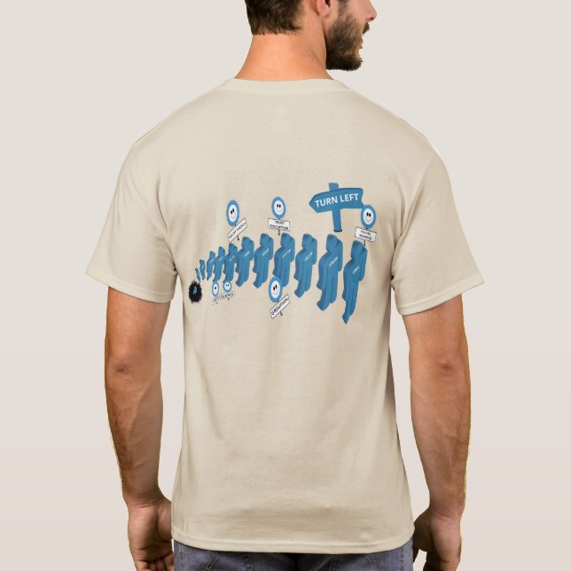 TURN LEFT CONSERVATIVE SATIRE T-Shirt (Back)