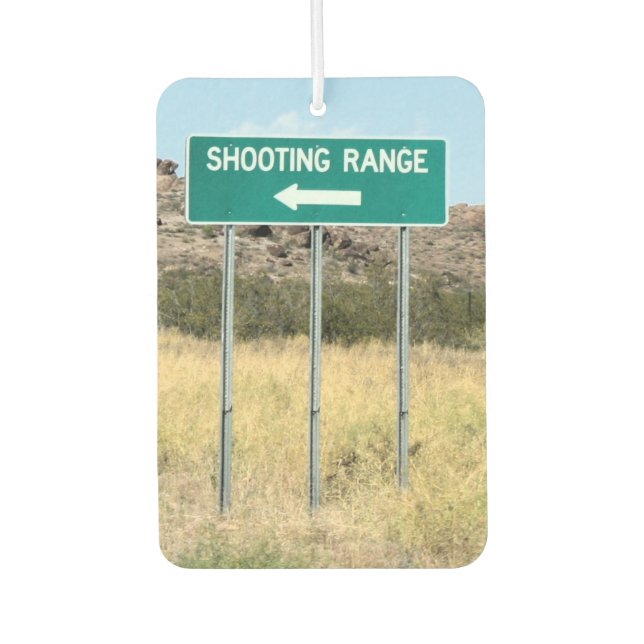 Turn Left to Shooting Range Car Air Freshener (Front)