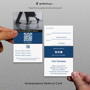 Turn Loyal Customers into Ambassadors Blue & White Referral Card