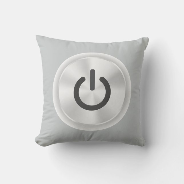 Turn Me On Grey Funny Button Cushion (Front)