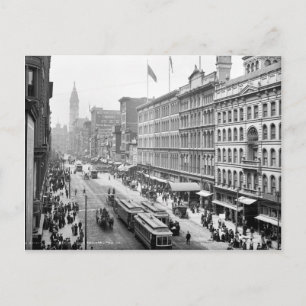 Turn of the century street scene, Philadelphia, PA Postcard