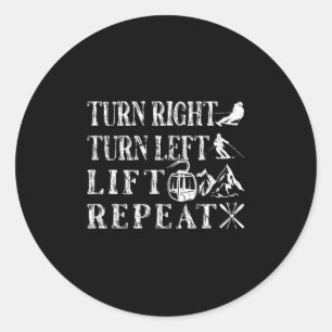 Turn Right Left Ski Lift Skiing Skiers  Classic Round Sticker