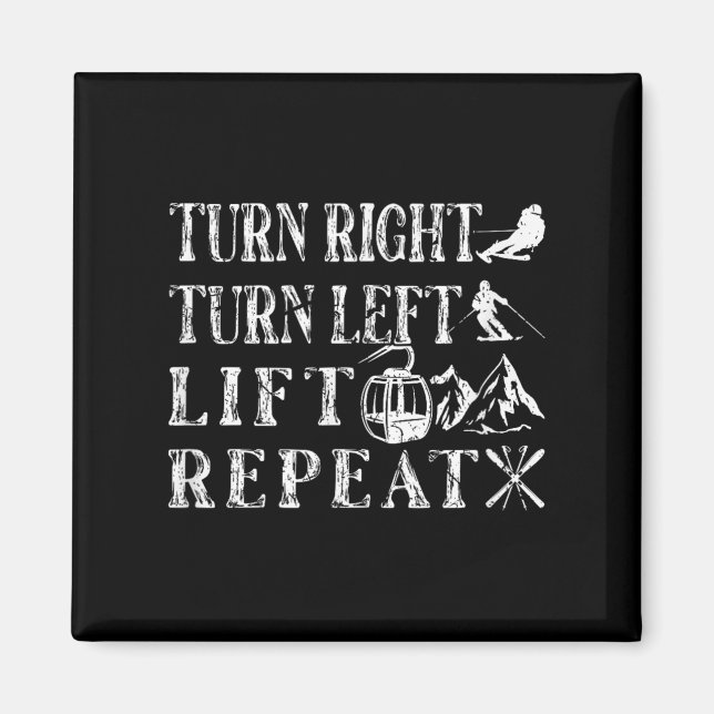 Turn Right Left Ski Lift Skiing Skiers  Magnet (Front)