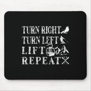 Turn Right Left Ski Lift Skiing Skiers Mouse Mat