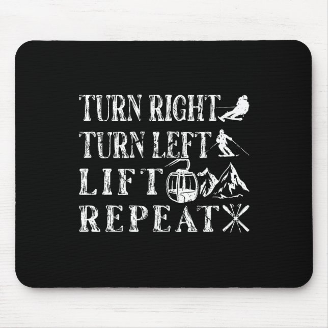 Turn Right Left Ski Lift Skiing Skiers  Mouse Mat (Front)