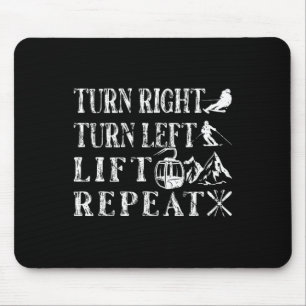 Turn Right Left Ski Lift Skiing Skiers Mouse Mat