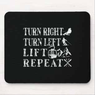 Turn Right Left Ski Lift Skiing Skiers Mouse Mat