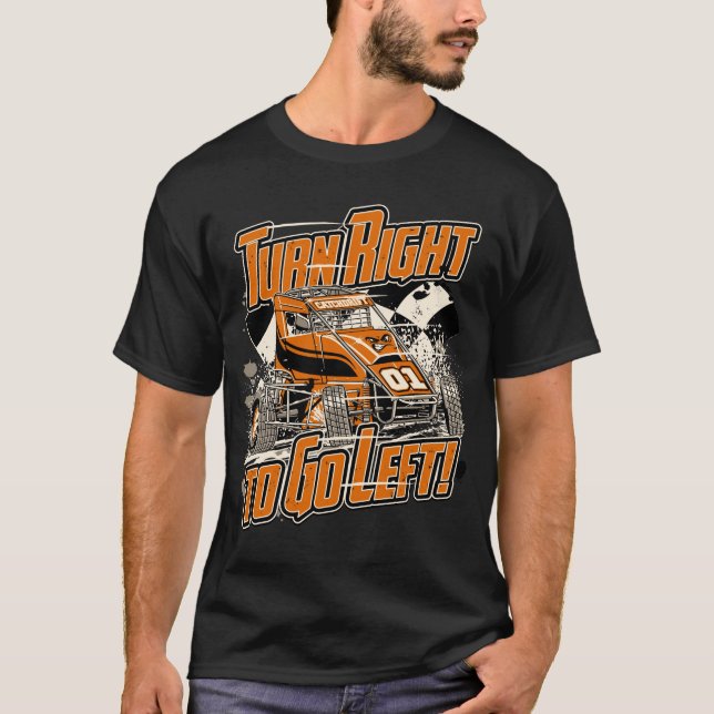 Turn Right to Go Left! - Orange - Wingless Racer T-Shirt (Front)