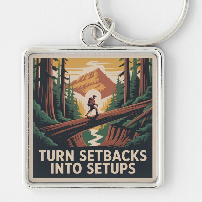 Turn Setbacks Into Setups Key Ring (Front)