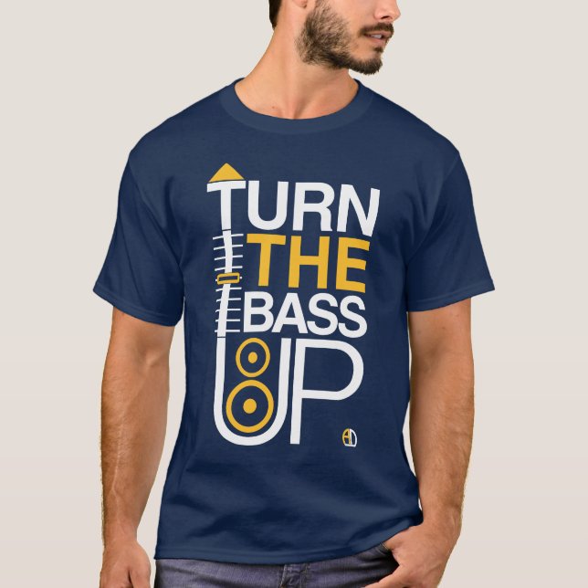 TURN THE BASS UP - Crossfader & Speaker / DJ T-Shirt (Front)