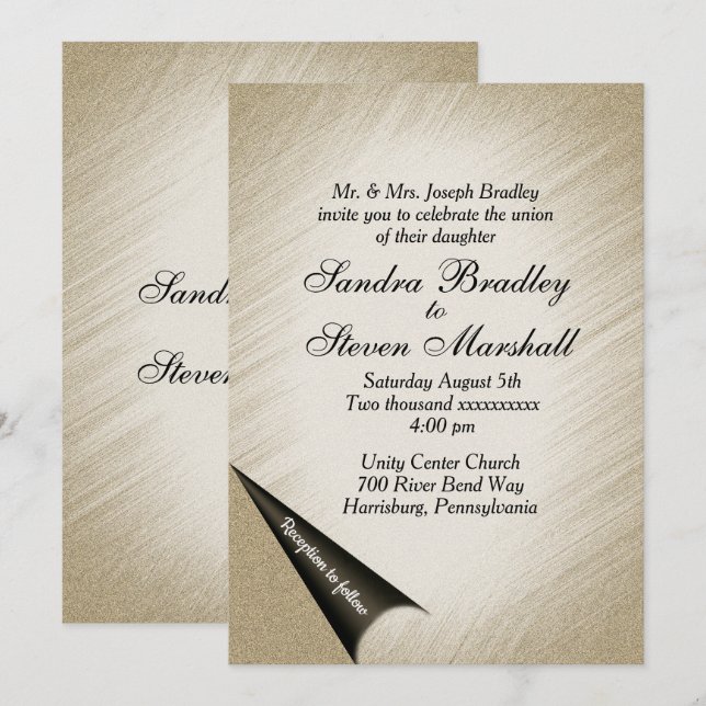 Turn the Page Antique Gold Wedding Invitation (Front/Back)