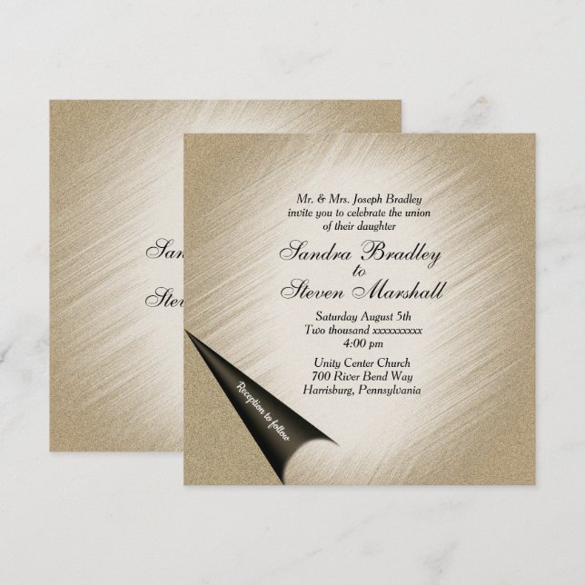 Turn the Page Antique Gold Wedding Invitation (Front/Back)