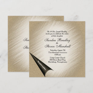 Turn the Page Antique Gold Wedding Invitation