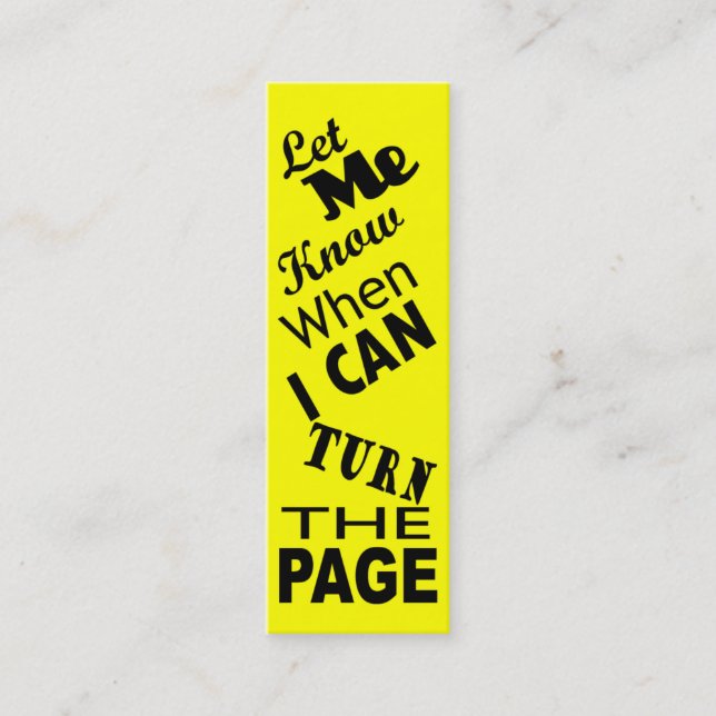 Turn the page Commuter Bookmark Mini Business Card (Front)
