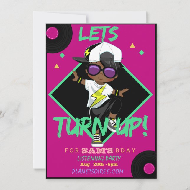 Turn up Birthday Party Invitation Card (Boy) (Front)