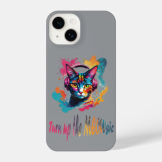 Turn up the meowsic - best cat music colourful iPhone 14 case