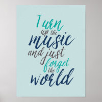 Turn Up The Music Quotes Hand Calligraphy Poster