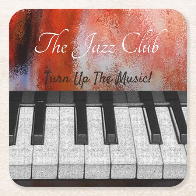 Turn Up the Music Square Paper Coaster (Front)