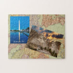 Turn Your Vacation Photos Into a Jigsaw Puzzle<br><div class="desc">Turn your favourite vacation photos into a jigsaw puzzle. Enjoy your picture in a whole new way or create a special gift for a fan of puzzles. This puzzle is ready to be customised with your pictures and your captions in white lettering. The photos are set against an antique map...</div>