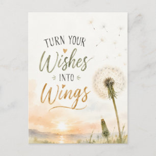 Turn Your Wishes Into Wings Dandelion Inspiration Postcard
