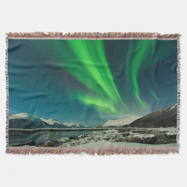 Turnagain Arm Aurora Throw Blanket (Front)