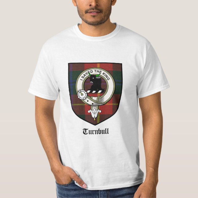 Turnbull Clan Crest Badge / Turnbull Tartan T-Shirt (Front)