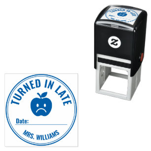 Turned In Late   Teacher Student Feedback Sad Face Self-inking Stamp