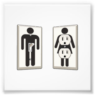 Turned On Male and Female Switch and Socket Photo Print