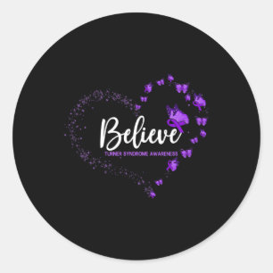 Turner Syndrome Awareness Butterfly Believe Classic Round Sticker