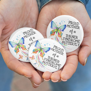 Turner syndrome butterfly awareness mother 7.5 cm round badge