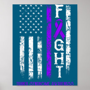 Turner syndrome warrior us flag Illustration Poster