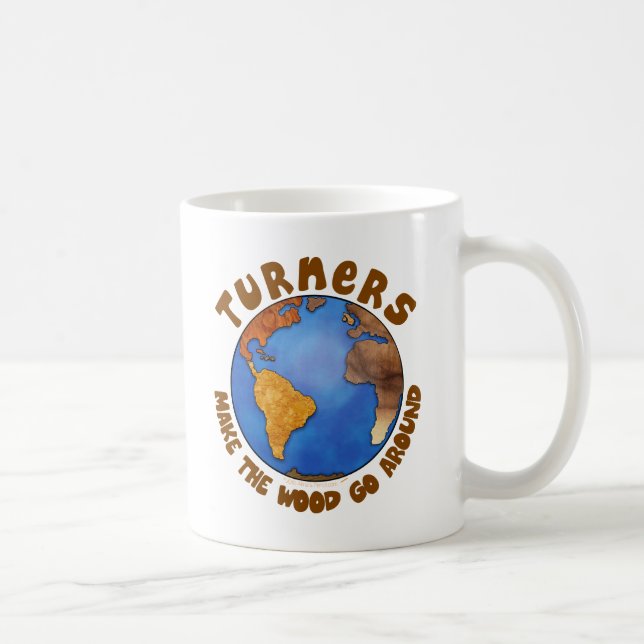 Turners Globe Funny Woodturning Earth Coffee Mug (Right)