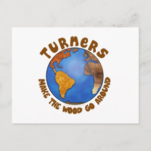 Turners Globe Funny Woodturning Earth Postcard