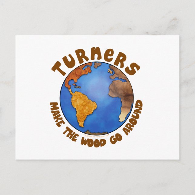 Turners Globe Funny Woodturning Earth Postcard (Front)