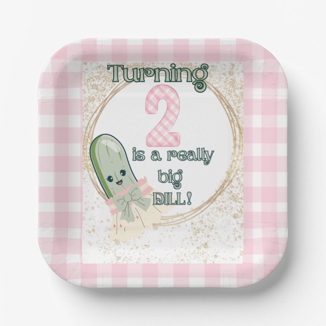 Turning 2 is a Really Big DILL! Paper Plates (Front)