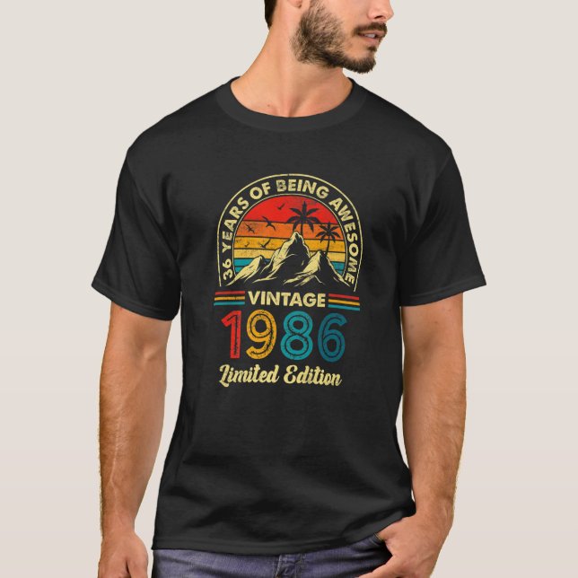 Turning 36 Birthday Decorations Men 36Th Bday 1986 T-Shirt (Front)