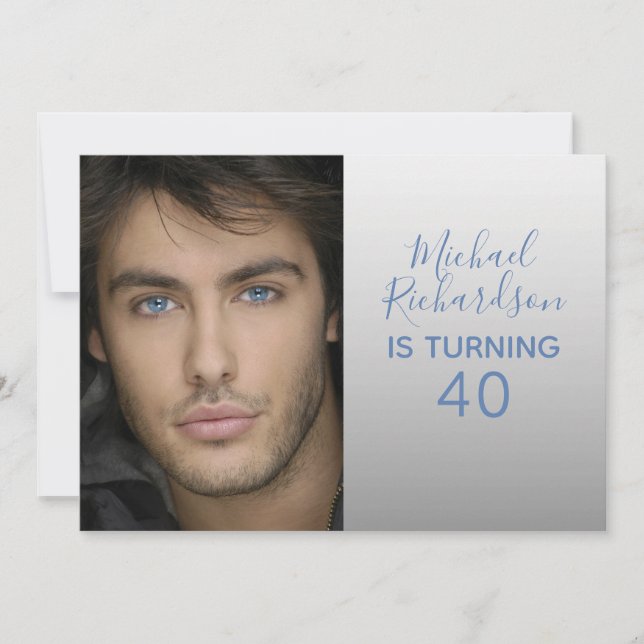 Turning 40 Personalised Photo Birthday Party Invitation (Front)