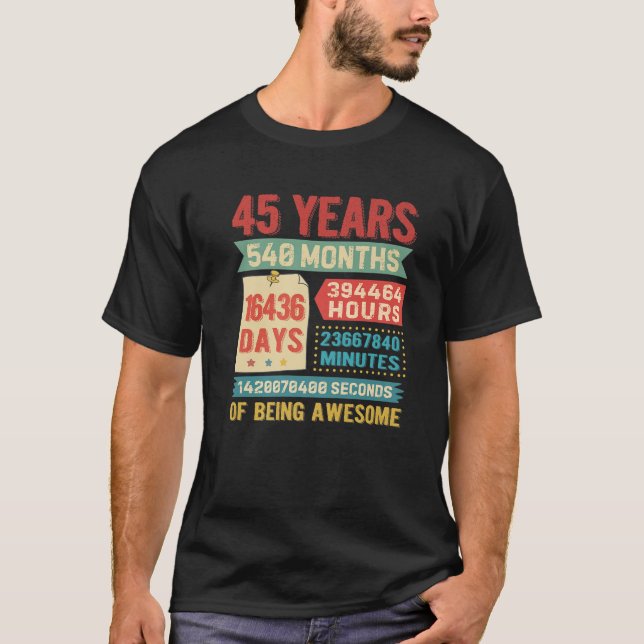 Turning 45 Years Old 45Th Birthday Decorations Bda T-Shirt (Front)