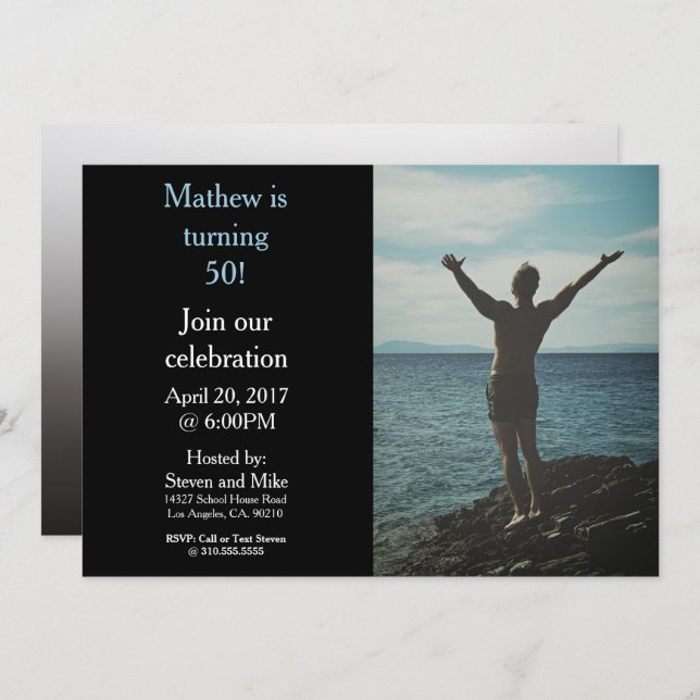 Turning 50 50th Birthday Party Photo Invitation (Front/Back)