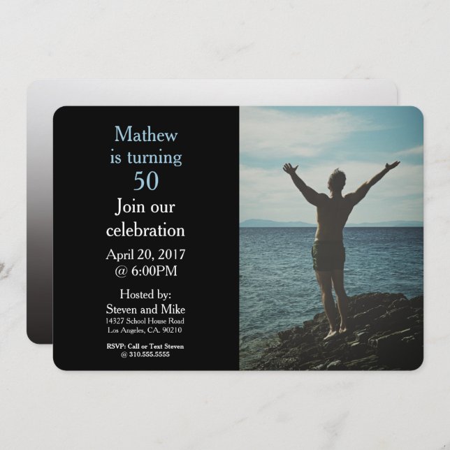 Turning 50 50th Birthday Party Photo Invitation (Front/Back)